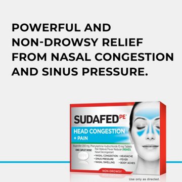 Sudafed Non-Drowsy Head Congestion + Pain Relief Caplets
