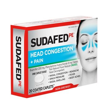 Sudafed Non-Drowsy Head Congestion + Pain Relief Caplets
