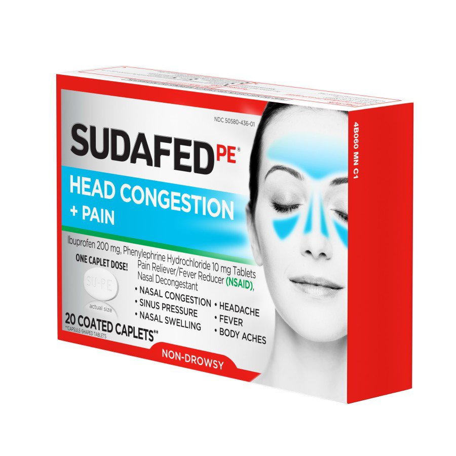 Sudafed PE Head Congestion + Pain Coated Tablets - Shop Sinus & Allergy ...