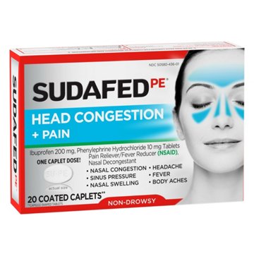 Sudafed Non-Drowsy Head Congestion + Pain Relief Caplets