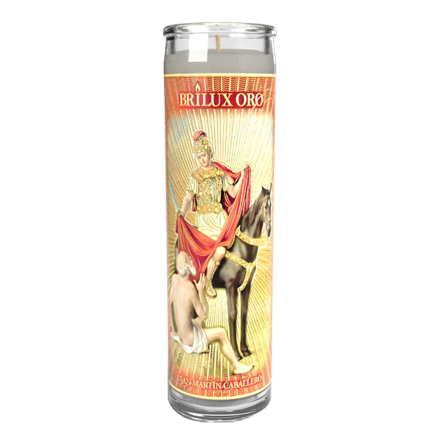 Reed Brilux Oro San Martin Caballero White Religious Candle Shop