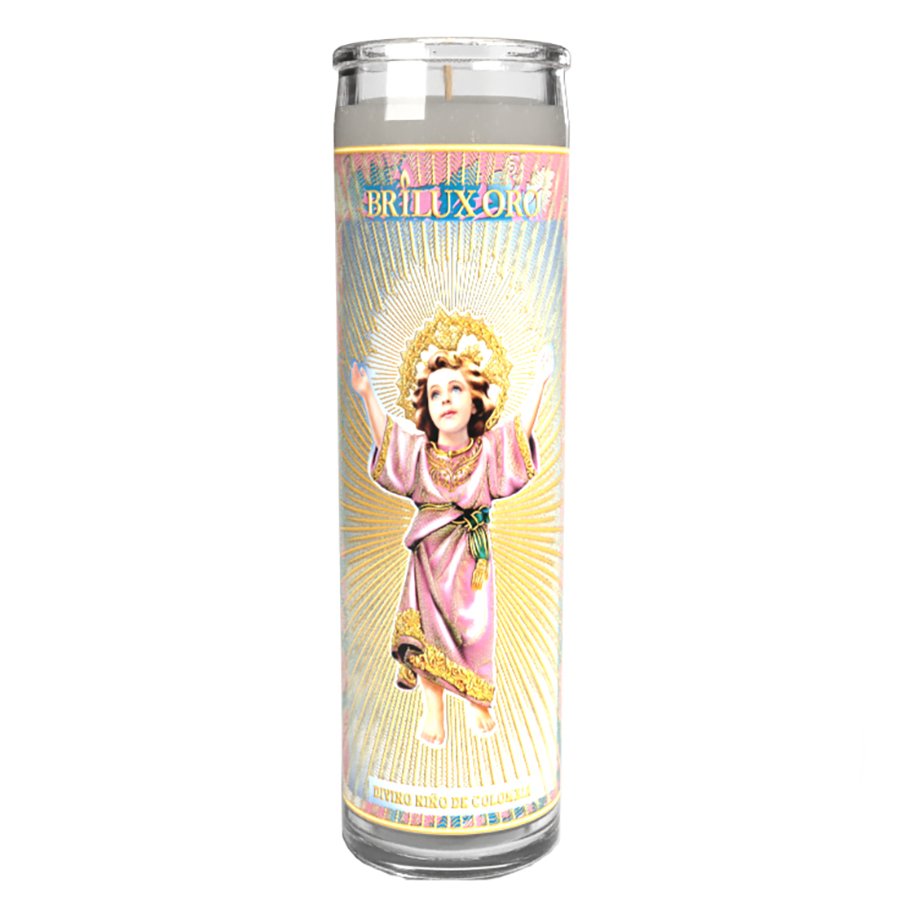 Brilux Oro Divino Niño Jesus Religious Candle White Wax Shop