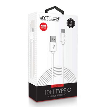 Bytech USB Type-C Charging Cable - White, 10'