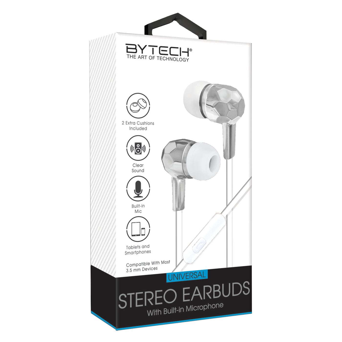 Bytech Wired Chrome Earbud Shop Headphones at HEB