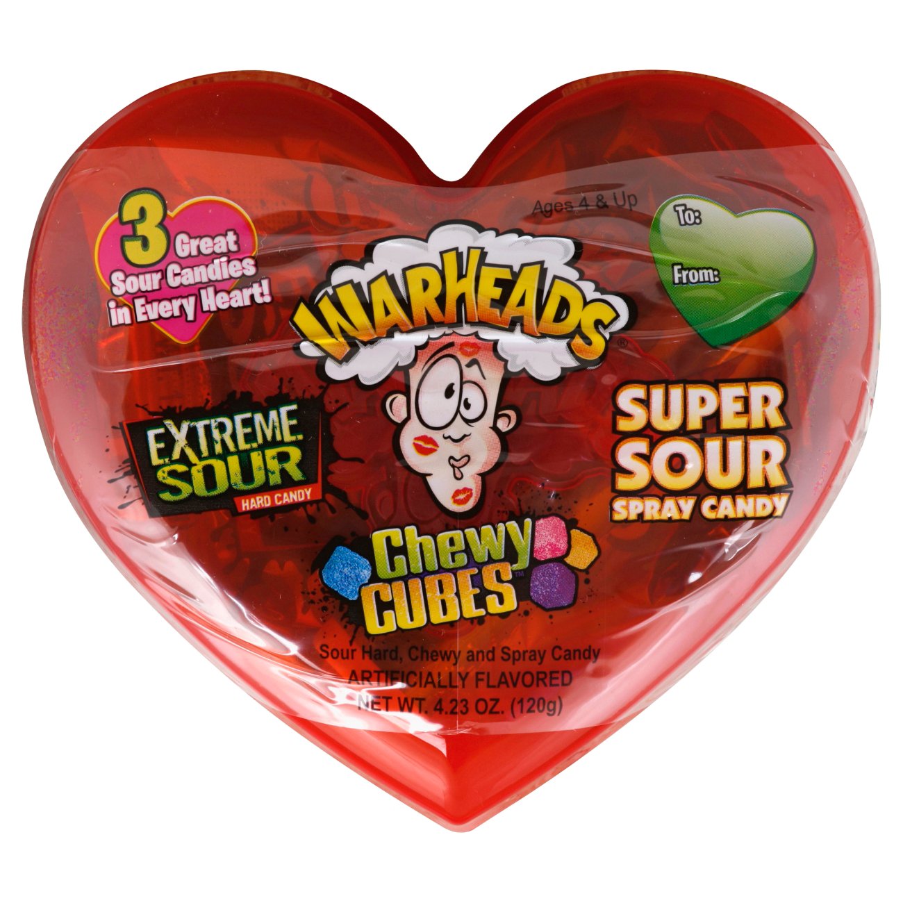 Warheads Valentine Extreme Variety Sour Heart Scrambler, 4.23 oz