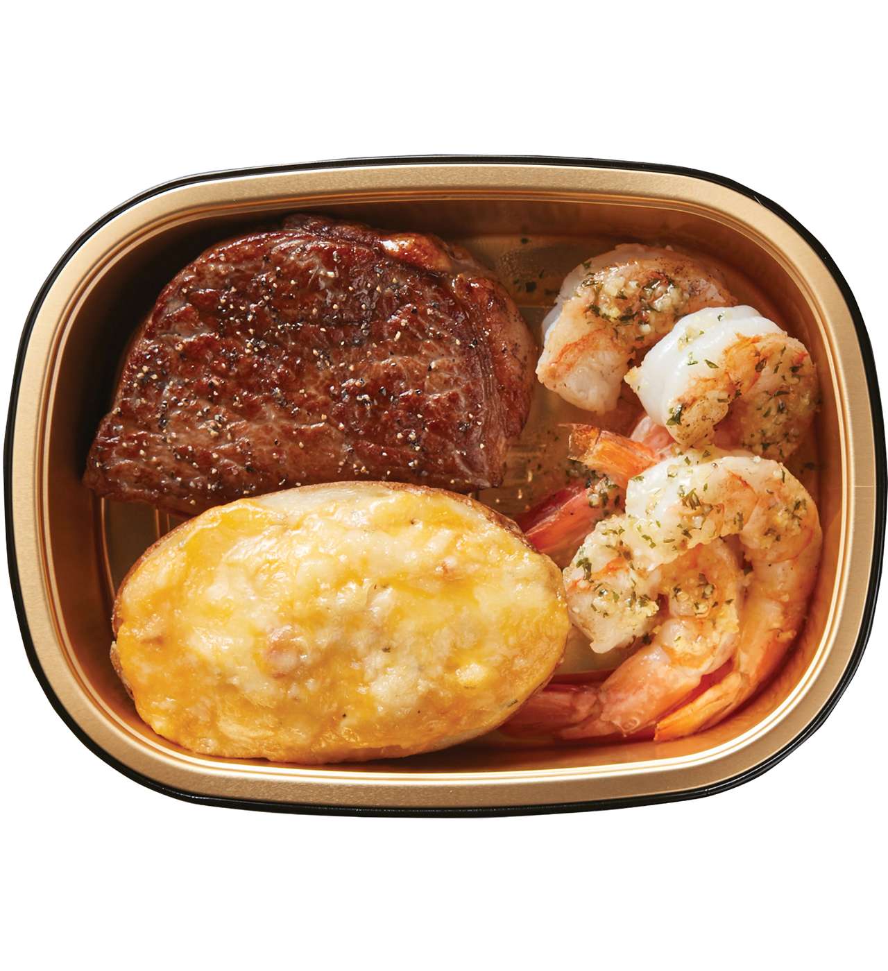 Meal Simple by H-E-B Seasoned Choice Beef Strip Steak with Brown Gulf Shrimp; image 1 of 2