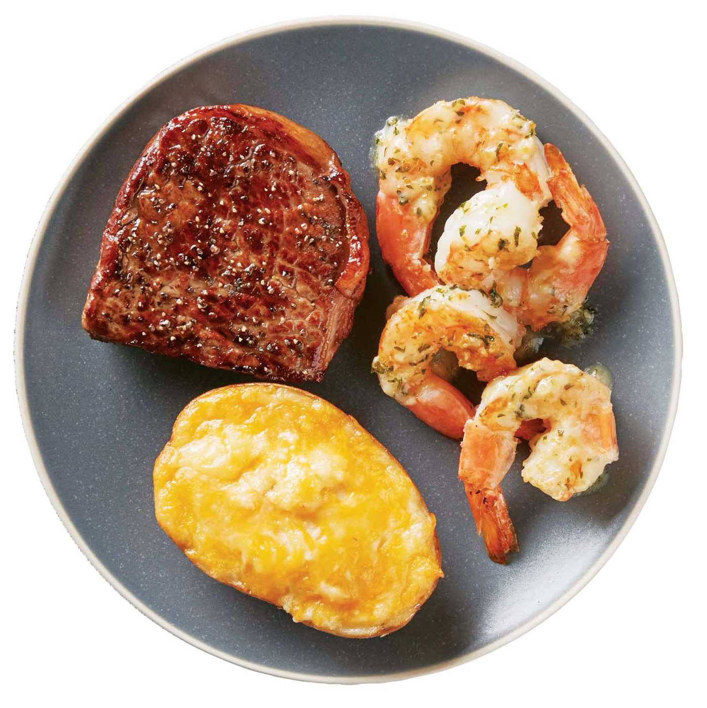 Meal Simple by H-E-B Seasoned Choice Beef Strip Steak with Brown Gulf Shrimp; image 2 of 2