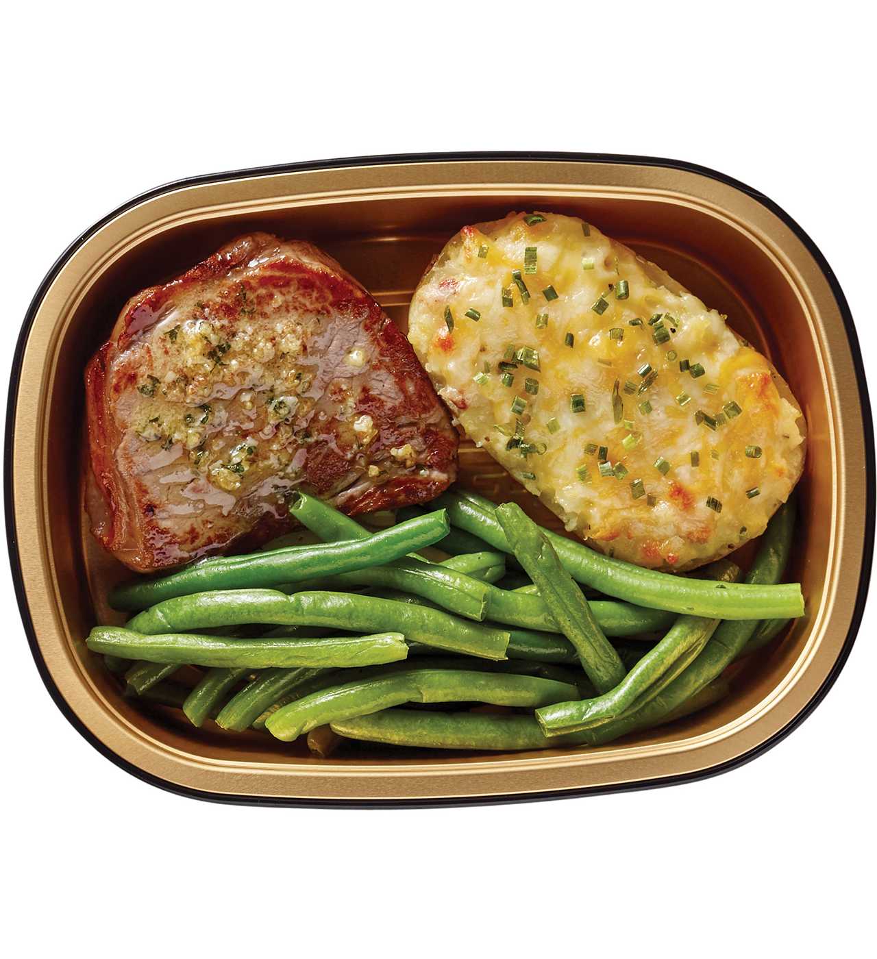 Meal Simple by H-E-B New York Strip Steak, Loaded Potato Boat & Green Beans; image 1 of 3