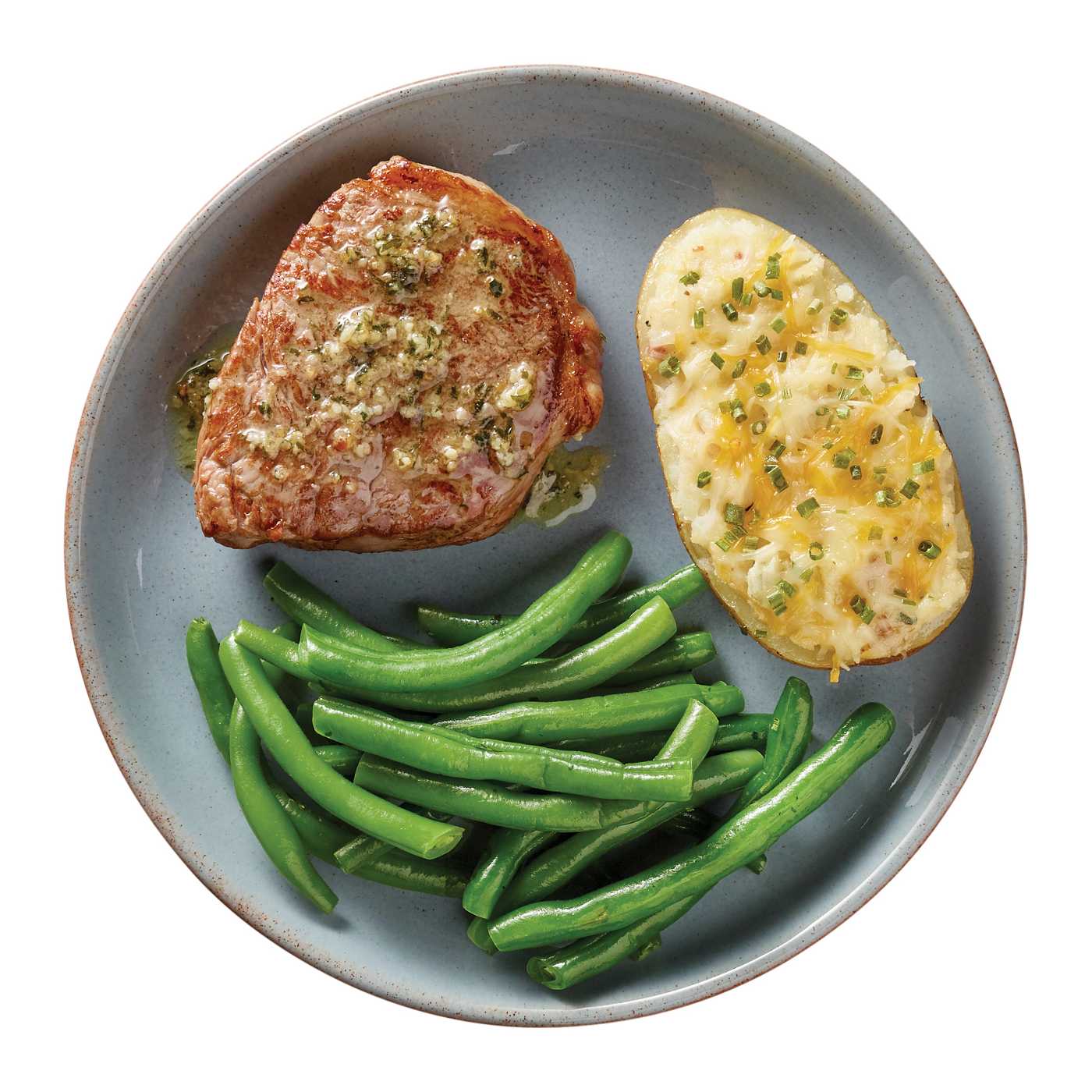 Meal Simple by H-E-B New York Strip Steak, Loaded Potato Boat & Green Beans; image 2 of 3