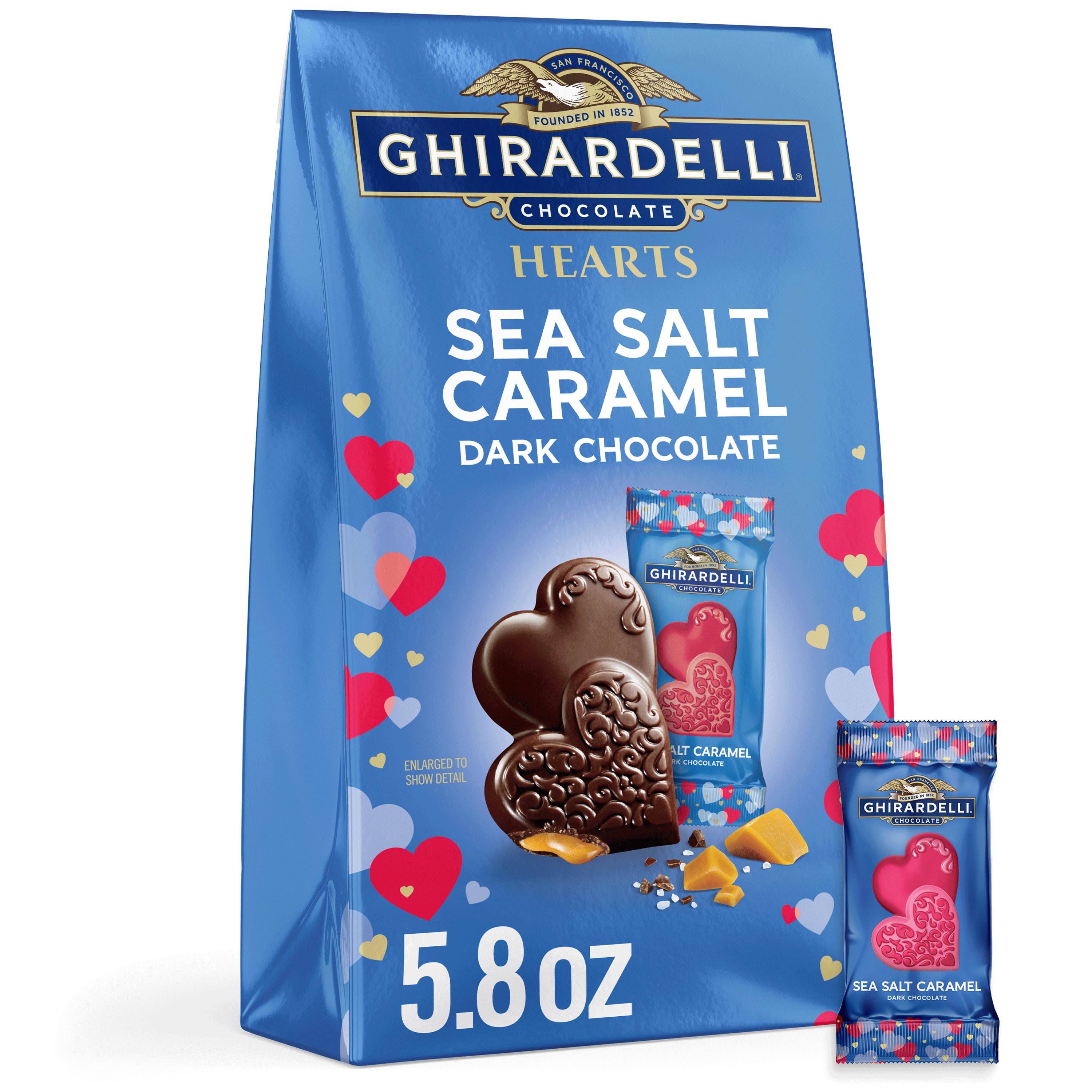 Ghirardelli Sea Salt Caramel Dark Chocolate Hearts Valentine's Candy