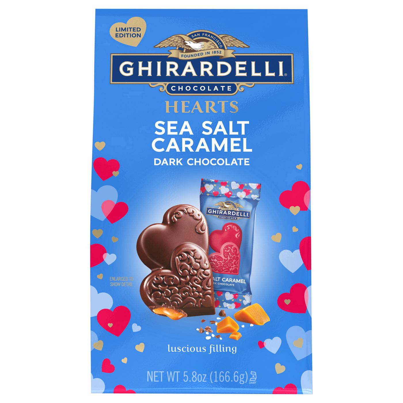 Ghirardelli Sea Salt Caramel Dark Chocolate Hearts Valentine's Candy; image 1 of 3