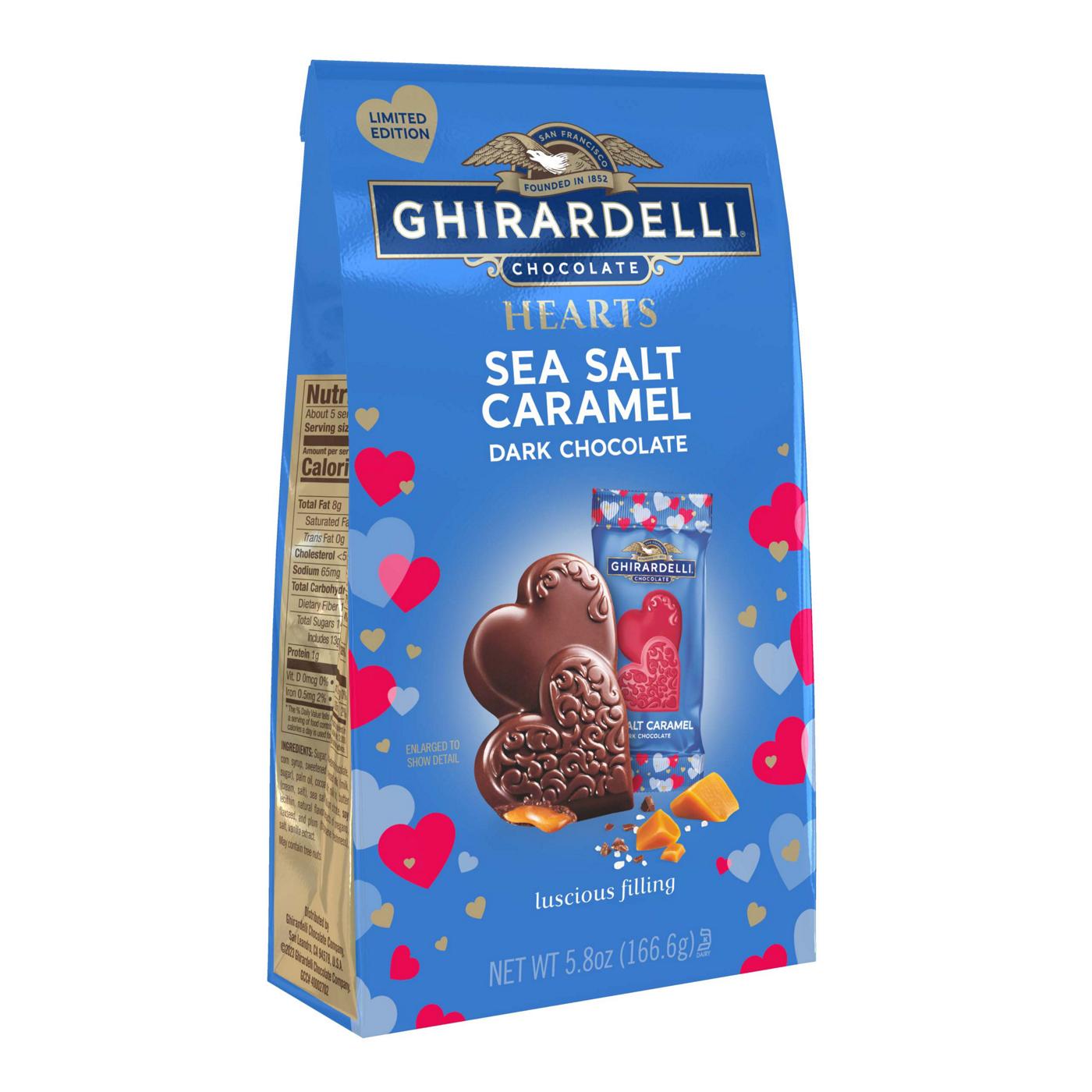 Ghirardelli Sea Salt Caramel Dark Chocolate Hearts Valentine's Candy; image 2 of 3