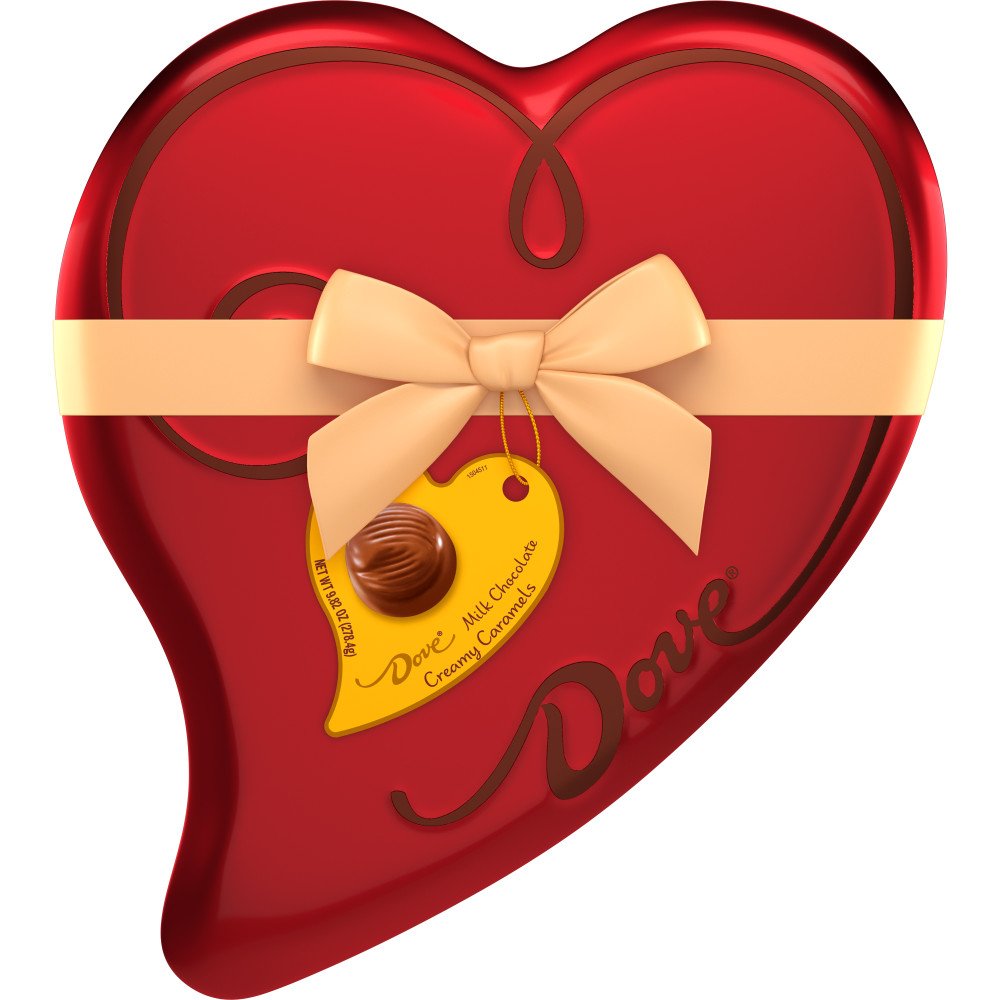 Dove Valentines Day Caramel Milk Chocolate Truffles Tin Heart Gift Box