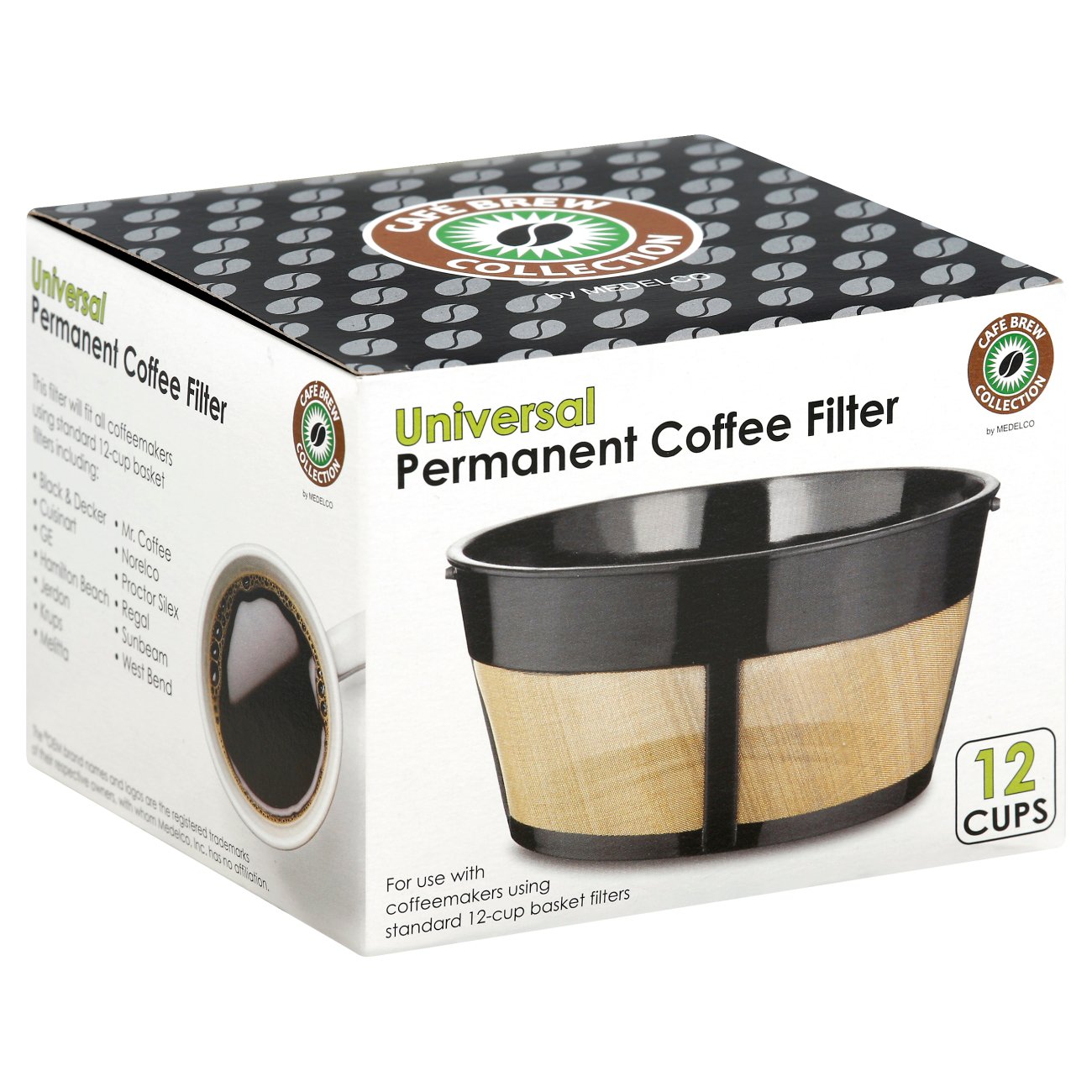 Cafe Brew Collection Reusable Basket Coffee Filter for Black & Decker Coffee Makers and Brewers, 8 to 12 Cup, Permanent Stainless Steel, BPA Free