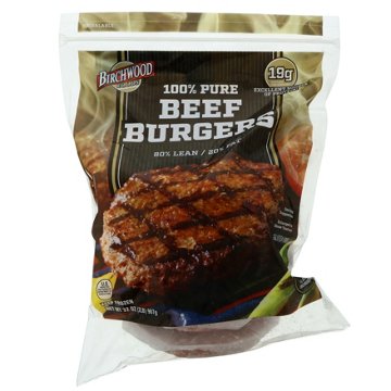 Birchwood 100% Pure Beef Burgers 80% Lean, 8 ct