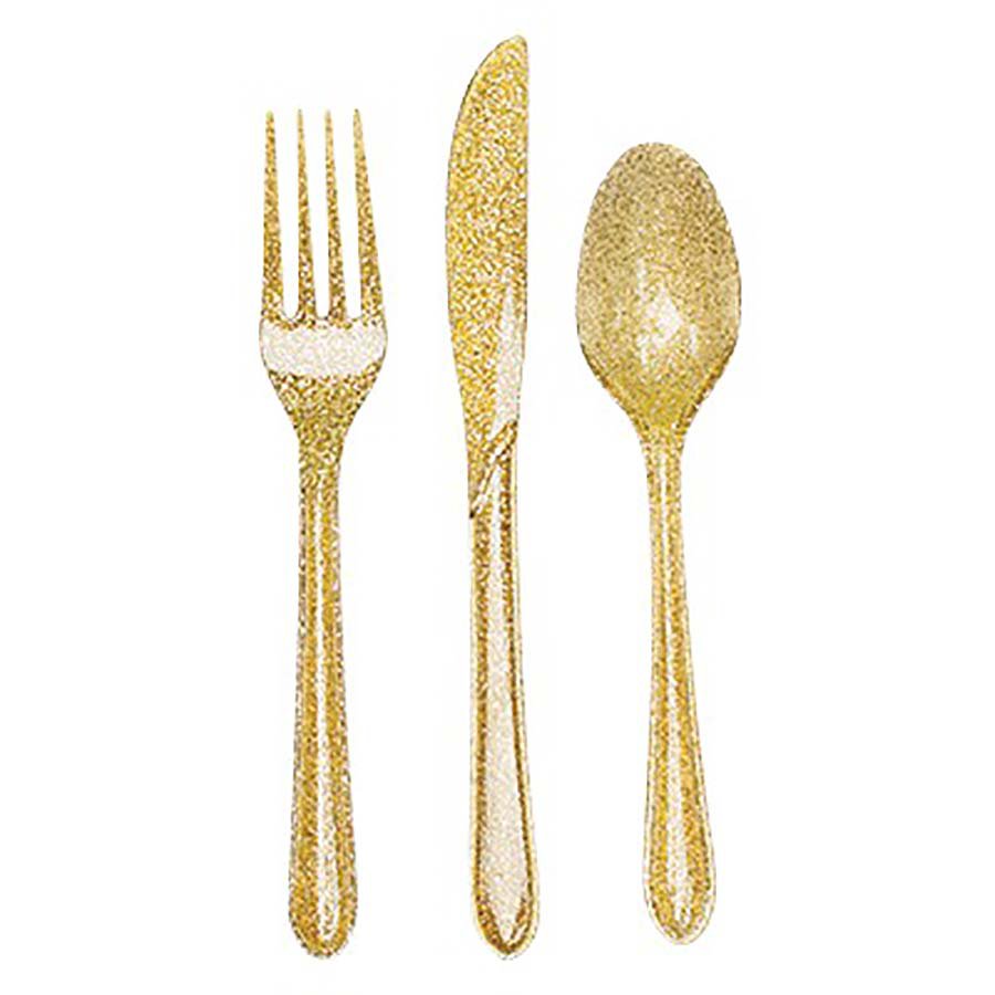 Creative Converting Cutlery Gold Glitter Assorted Shop Flatware