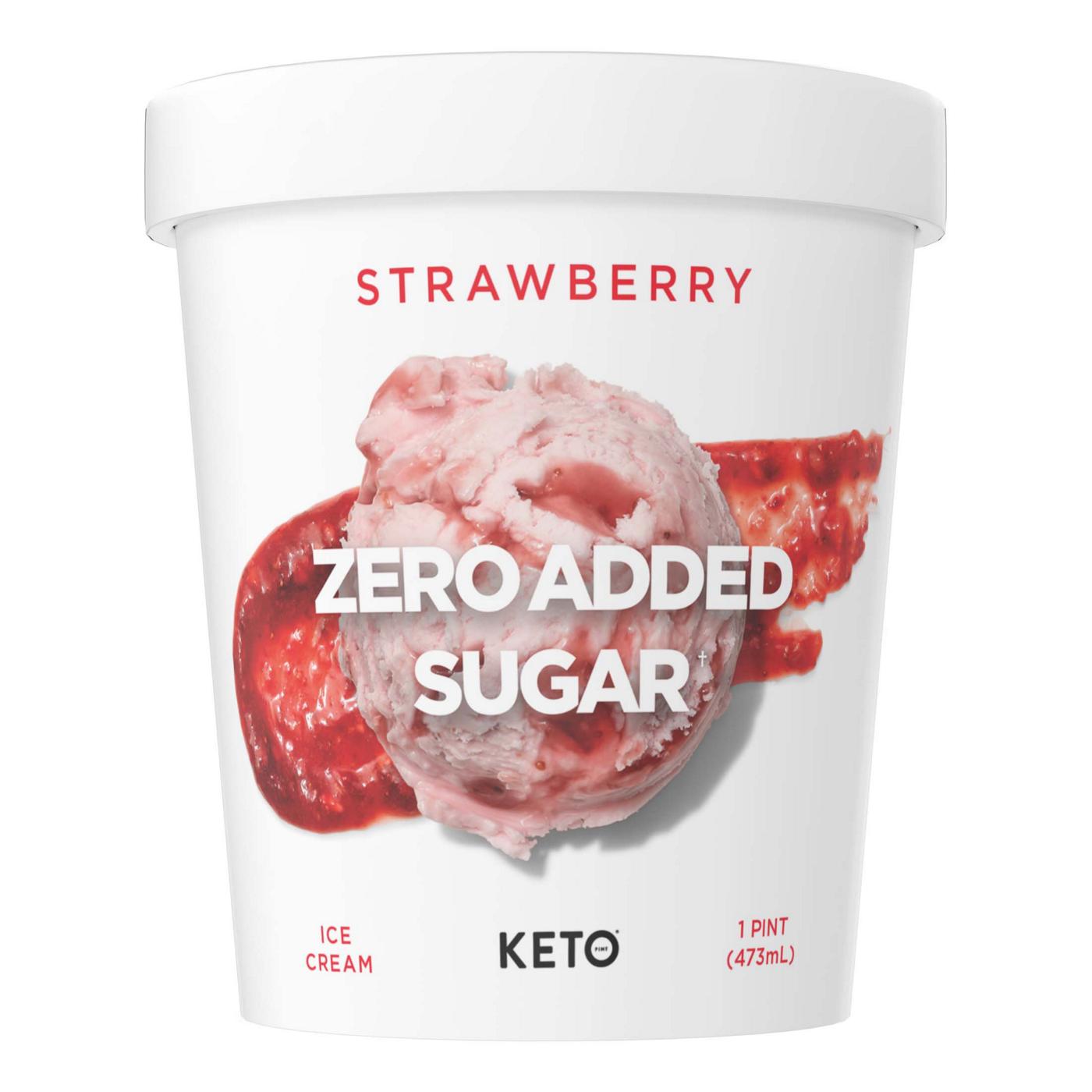 Keto Pint Zero Added Sugar Strawberry Ice Cream; image 1 of 5