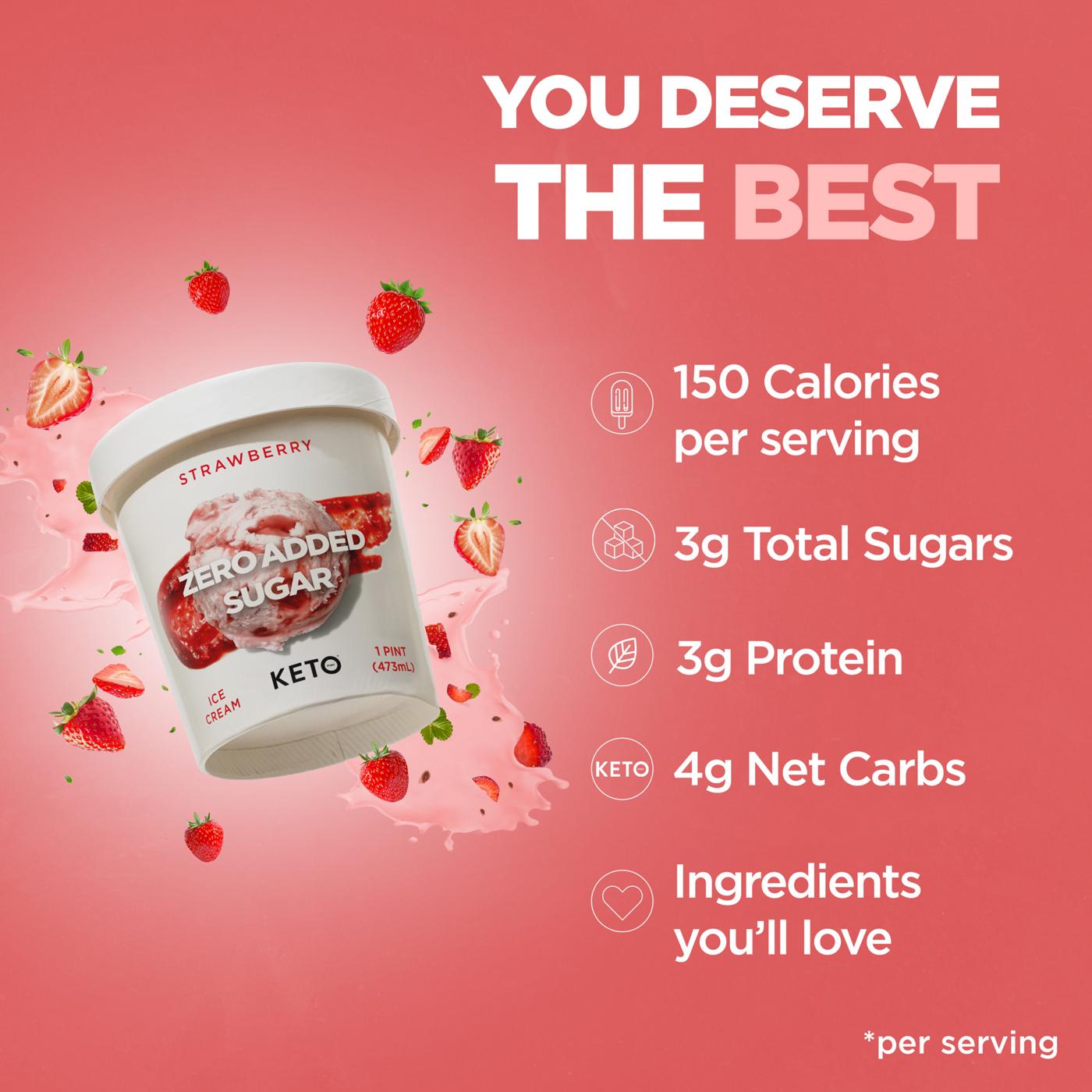 Keto Pint Zero Added Sugar Strawberry Ice Cream; image 4 of 5