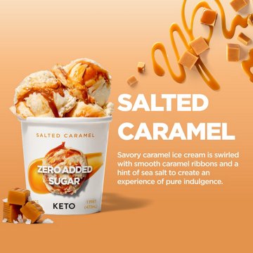 Keto Pint Zero Added Sugar Salted Caramel Ice Cream
