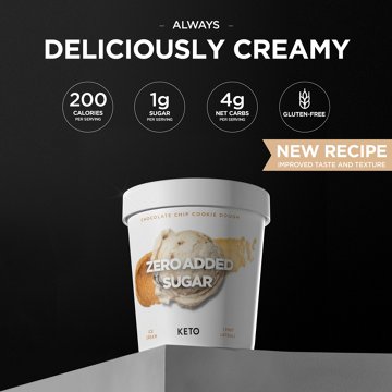 Keto Pint Zero Added Sugar Chocolate Chip Cookie Dough Ice Cream