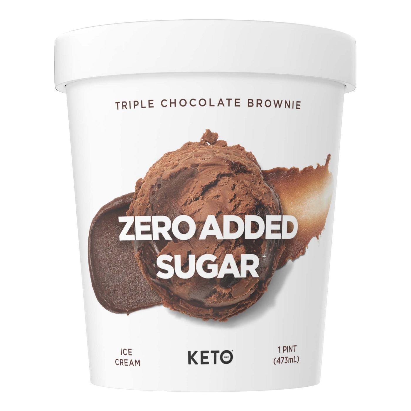 Keto Pint Zero Added Sugar Triple Chocolate Brownie Ice Cream; image 1 of 5