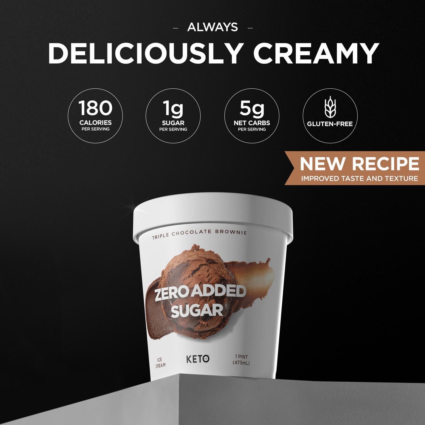 Keto Pint Zero Added Sugar Triple Chocolate Brownie Ice Cream; image 5 of 6