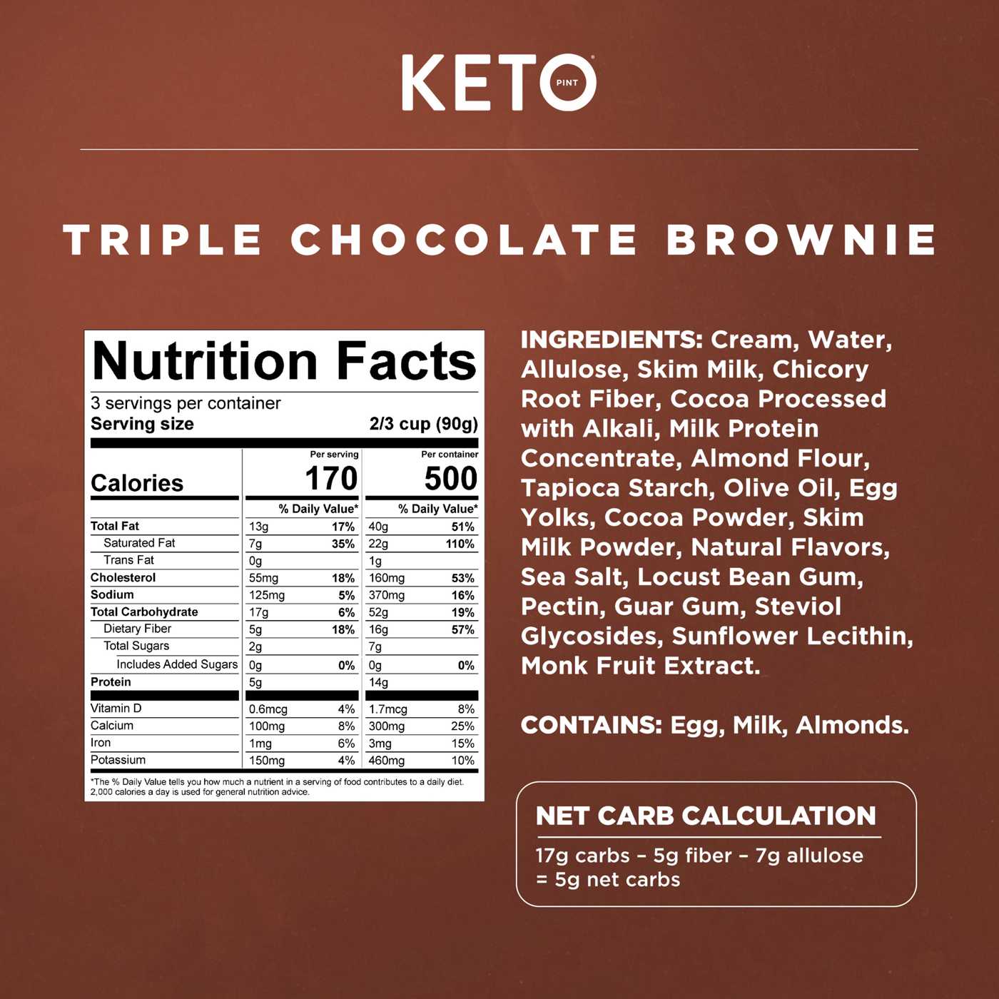 Keto Pint Zero Added Sugar Triple Chocolate Brownie Ice Cream; image 6 of 6