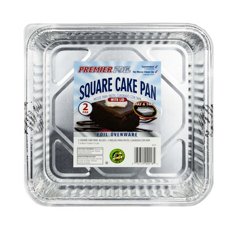 Premier Foil Square Foil Cake Pans with Lid, 2 pk, 7'' x 7'' x 1