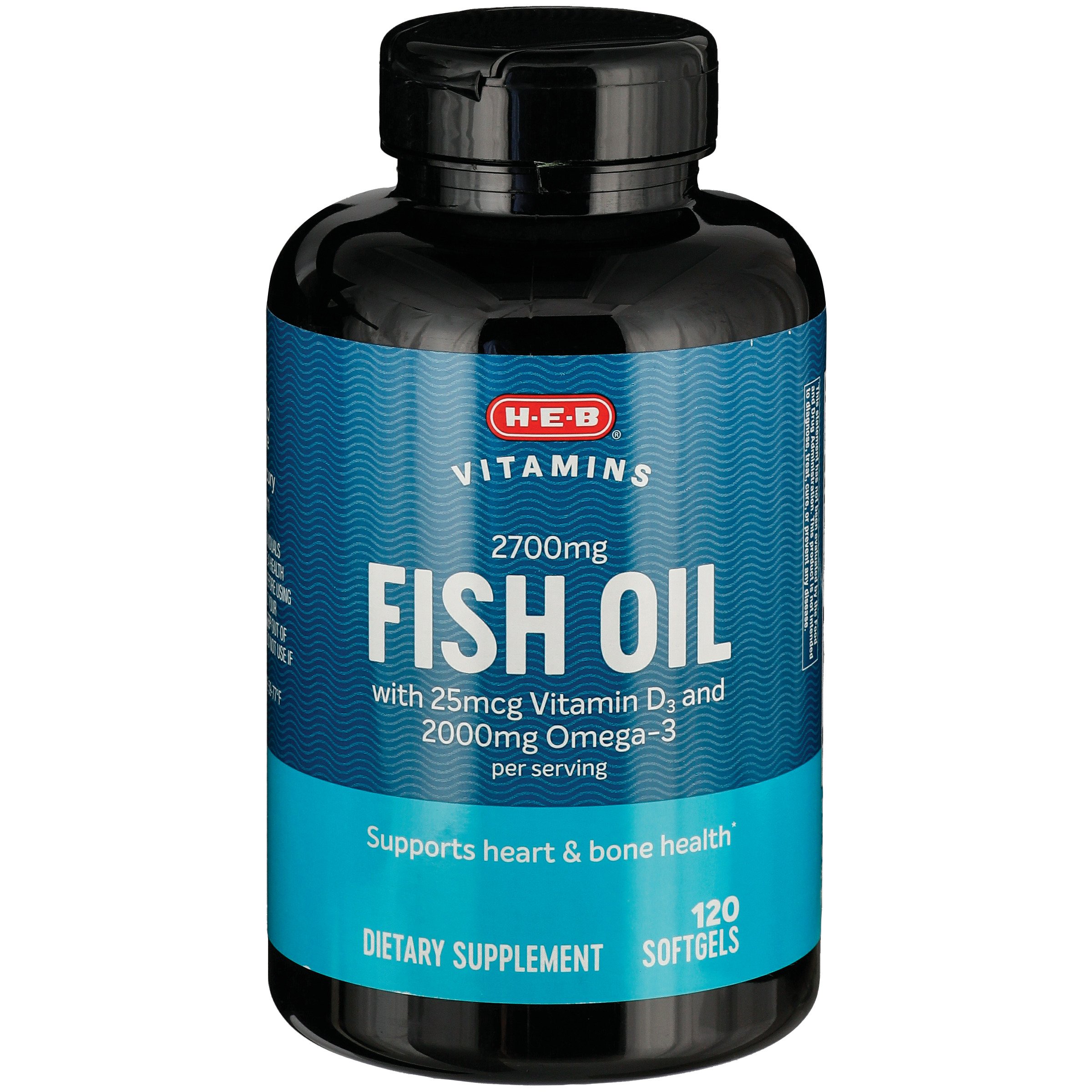 H-E-B Vitamins 2700 mg Fish Oil Lemon Capsule Softgels, 120 ct