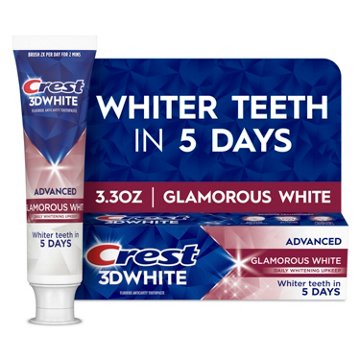 Crest 3DWhite Advanced Glamorous White Teeth Whitening Toothpaste, 3.3 oz
