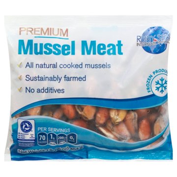 Frozen Cooked Chilean Mussel Meat, 16 oz