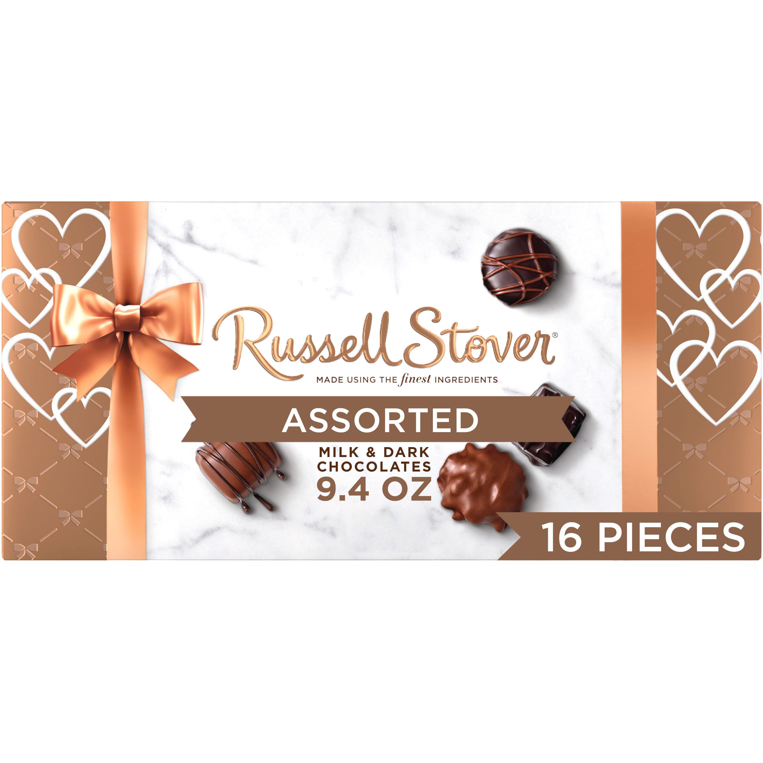 Russell Stover Assorted Milk & Dark Chocolates Valentine's Gift Box, 16 ...