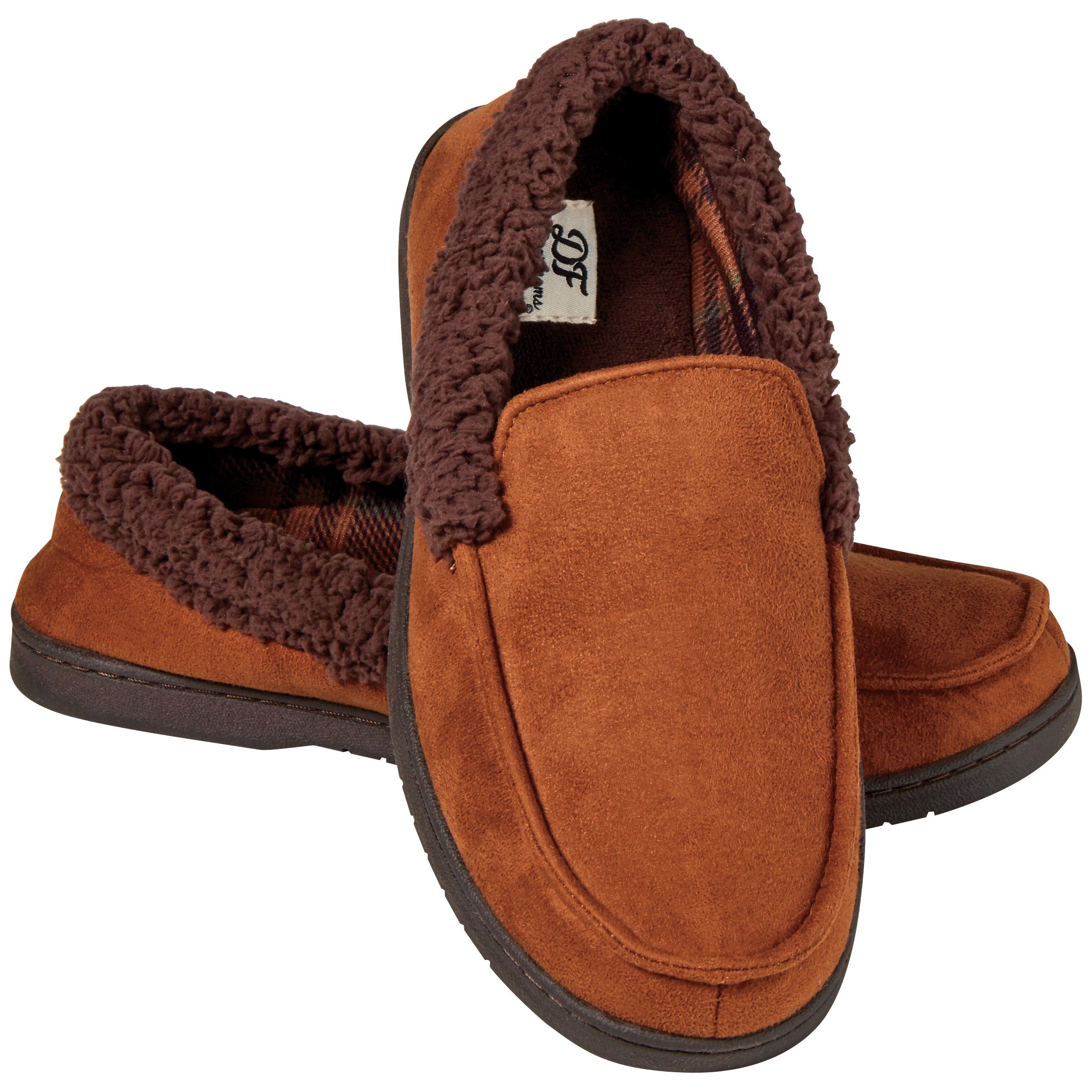 Dearfoam Mens Tan Microfiber Suede Moccasins Shop Shoes At H E B 