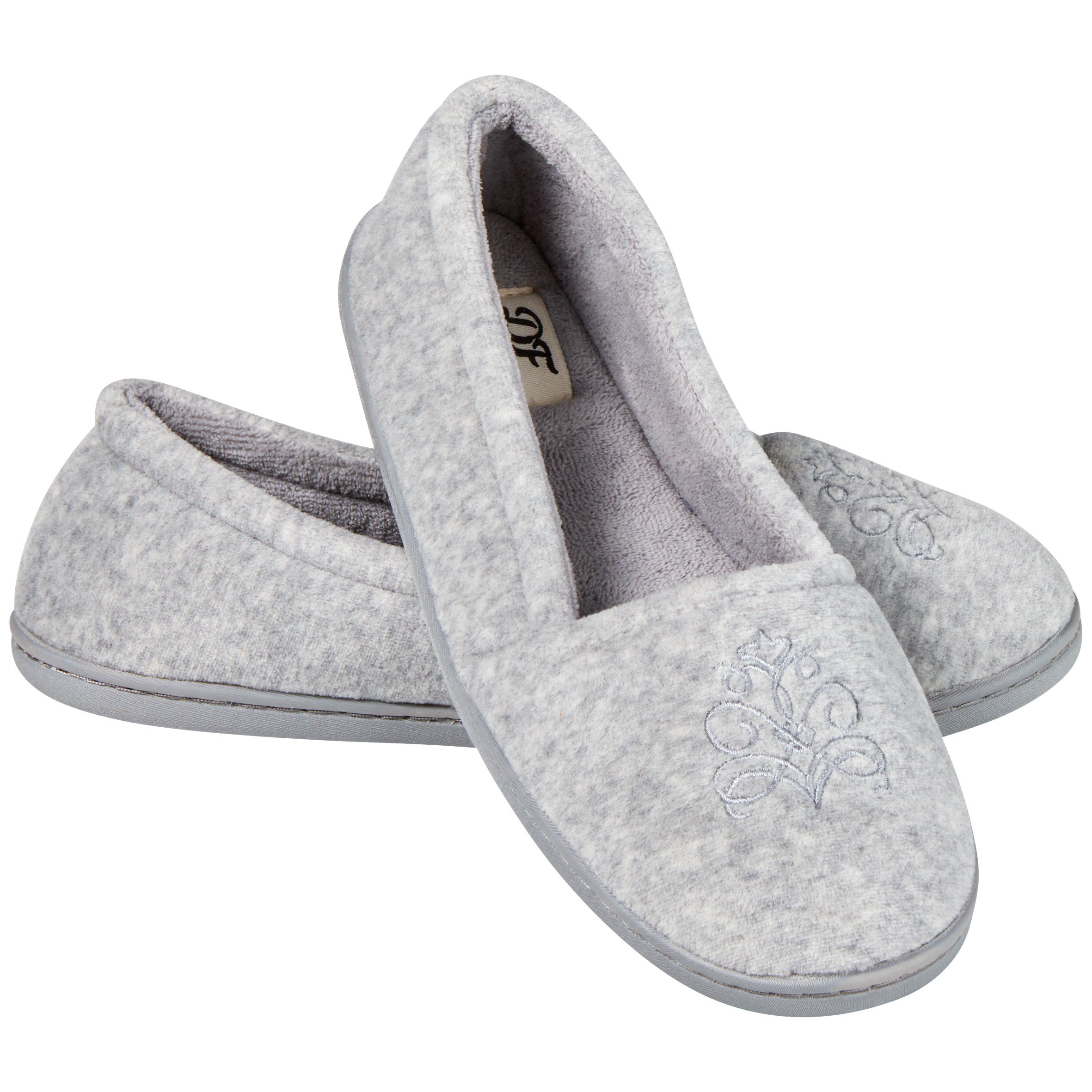 DearFoam Women's Grey Velour Closed Back Slippers - Shop Shoes at H-E-B