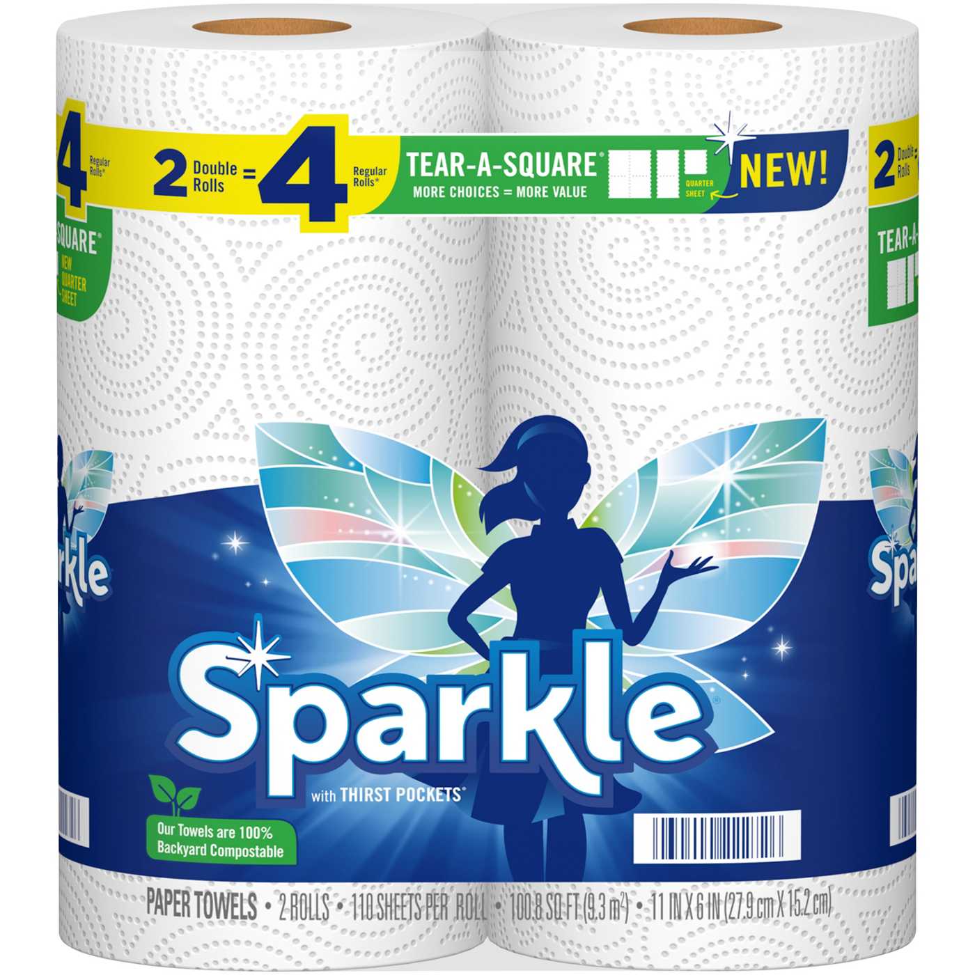 Sparkle Tear-A-Square Double Rolls Paper Towels with Thirst Pockets; image 1 of 2