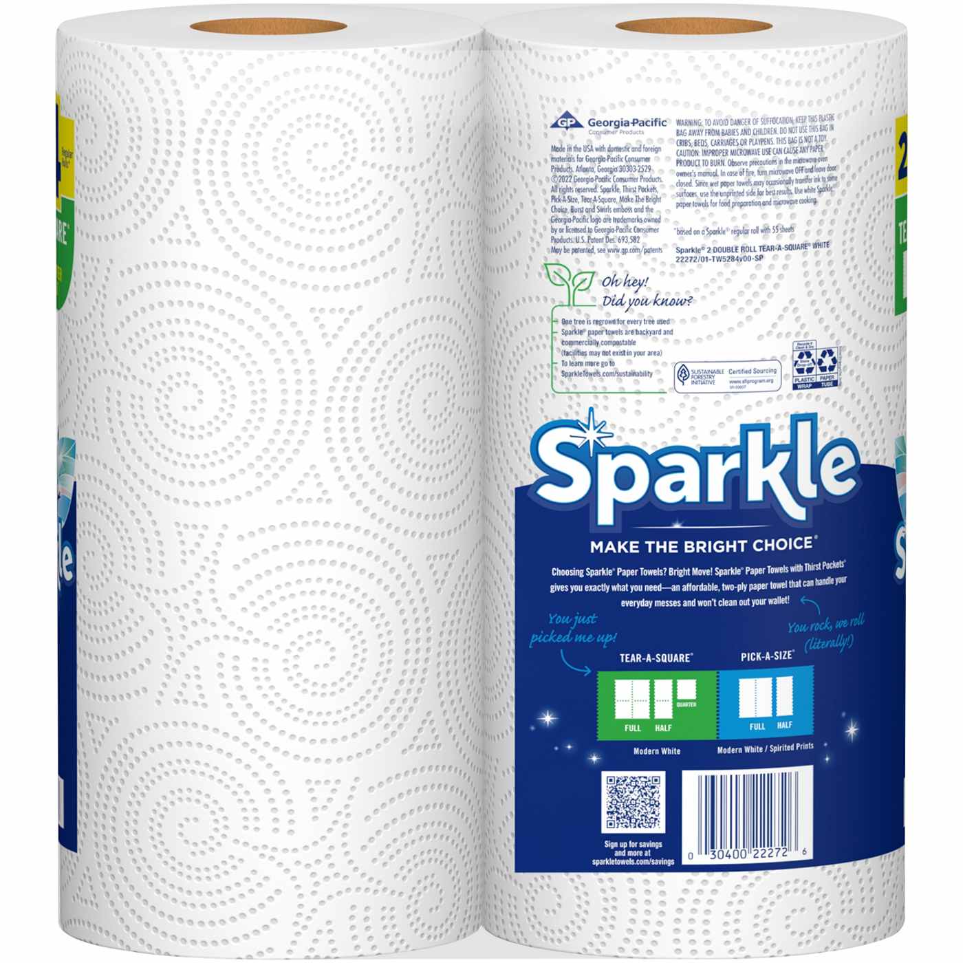 Sparkle Tear-A-Square Double Rolls Paper Towels with Thirst Pockets; image 2 of 2