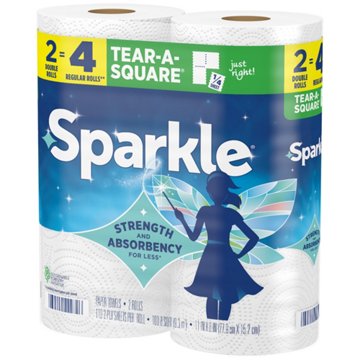 Sparkle Tear-A-Square Paper Towels, 2 Double Rolls