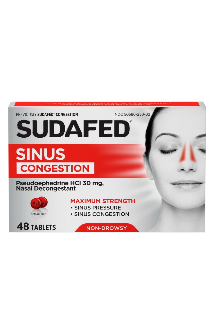 Sudafed Congestion Maximum Strength 30 mg Tablets; image 1 of 6