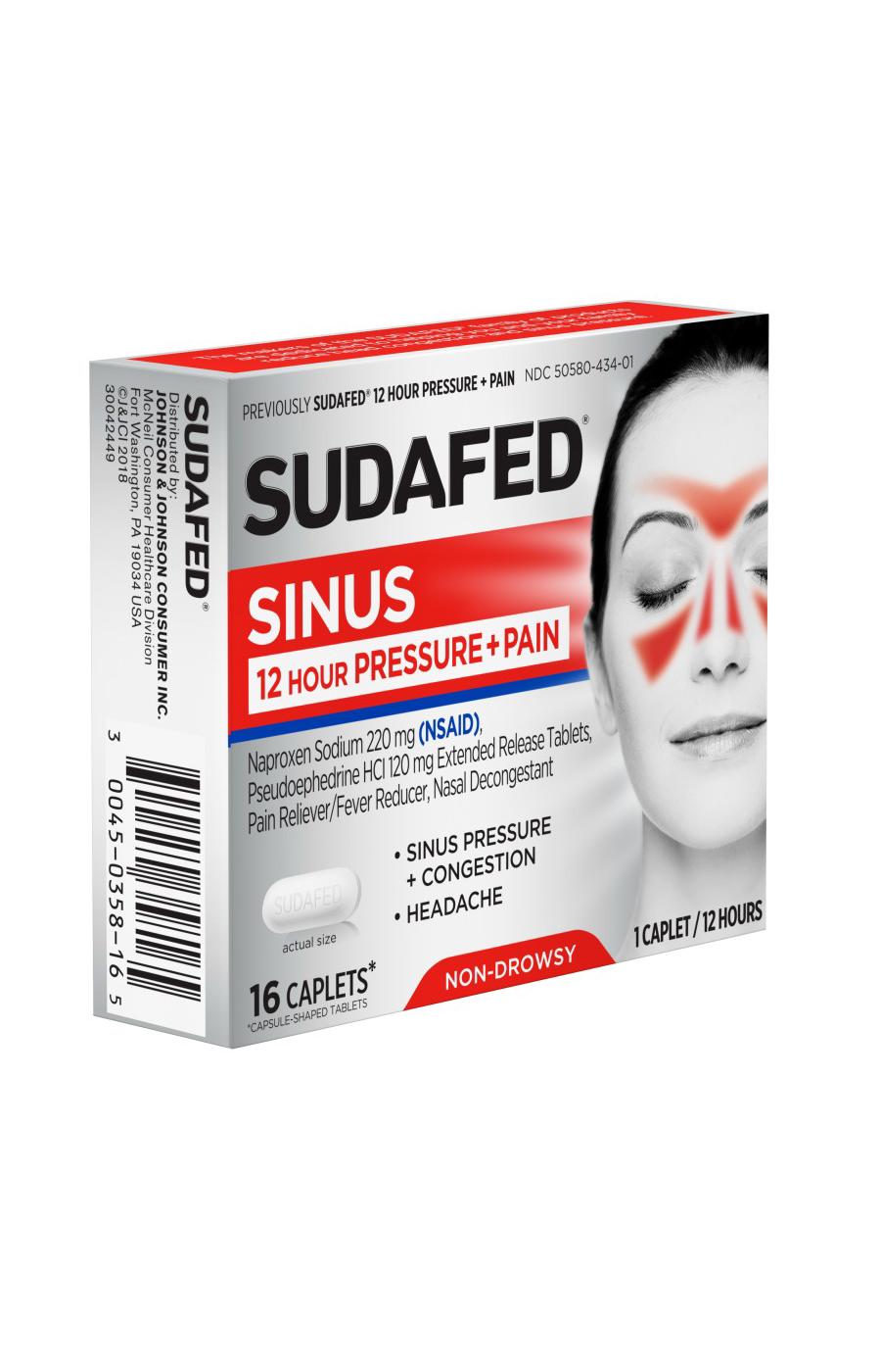 Sudafed Sinus 12 Hour Pressure + Pain Caplets; image 2 of 2