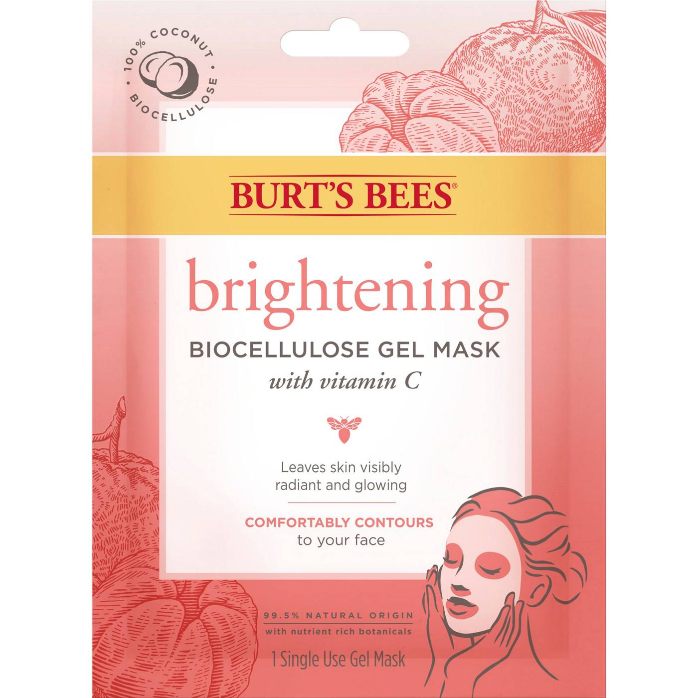 Burt's Bees Brightening Biocellulose Gel Face Mask; image 1 of 7
