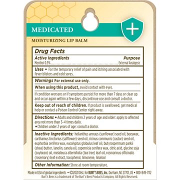 Burt's Bees Moisturizing Lip Balm - Medicated