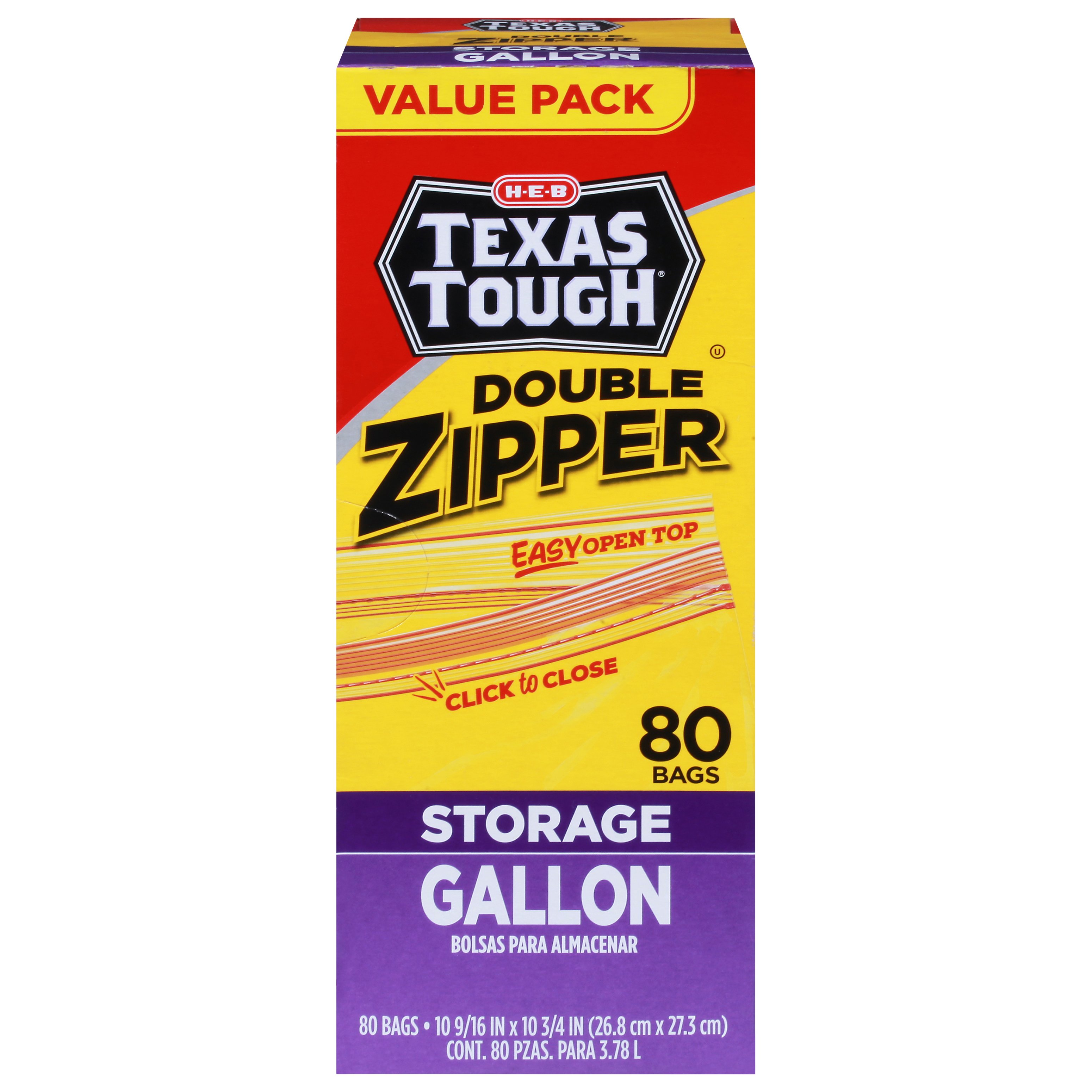 H-E-B Texas Tough Double Zipper Gallon Storage Bags - Shop Storage Bags ...