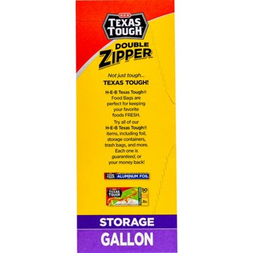 H-E-B Texas Tough Double Zipper Gallon Storage Bags - Value Pack, 80 ct