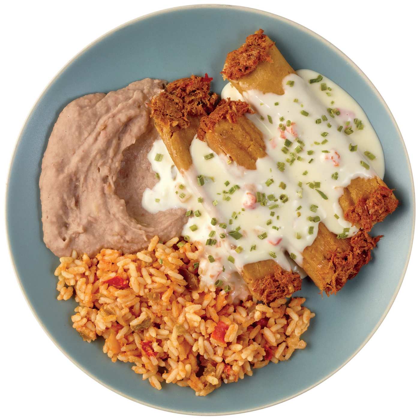 Meal Simple by H-E-B Queso Pork Tamales, Mexican Rice & Refried Beans; image 2 of 3