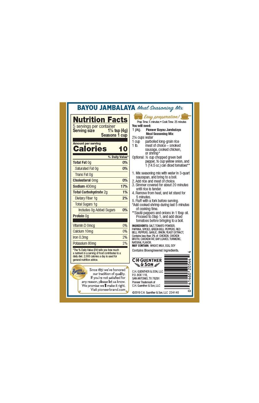 Pioneer Bayou Jambalaya Meal Seasoning Mix Shop Gravy at HEB