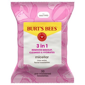 Burt's Bees Micellar Facial Towelettes with Rose Water, 30 ct