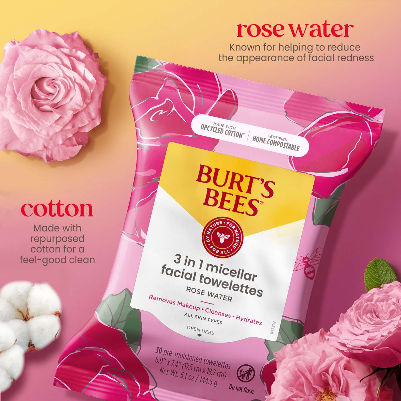 Burt's Bees Micellar Facial Towelettes with Rose Water; image 11 of 13