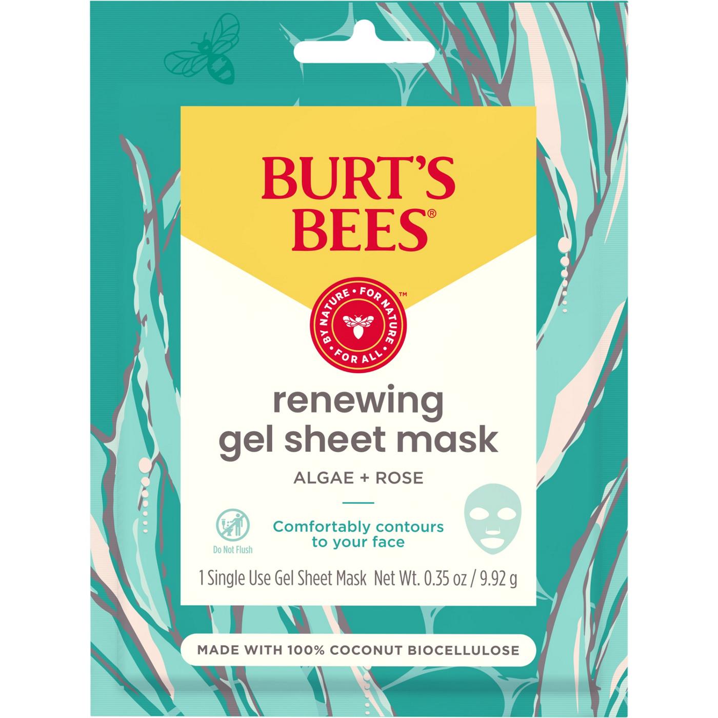 Burt's Bees Renewing Biocellulose Gel Face Mask - Rose & Algae Extract; image 1 of 3