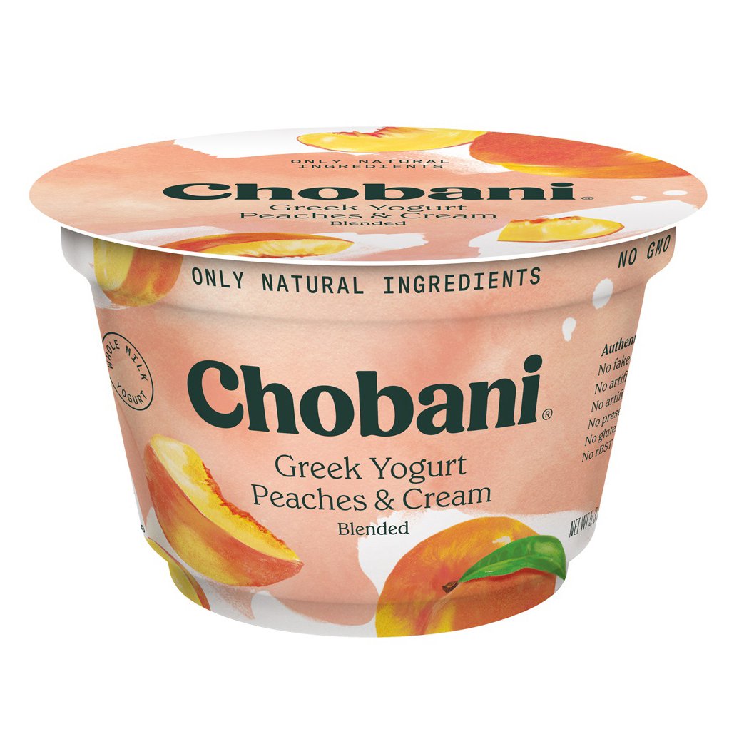 Chobani LowFat Peaches & Cream Blended Greek Yogurt Shop Yogurt at HEB