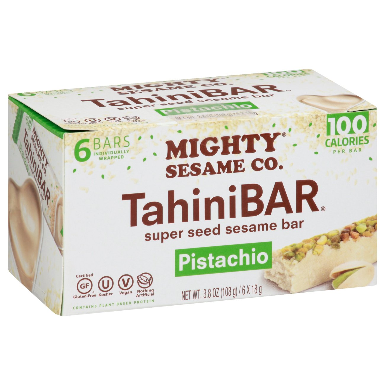 Mighty Sesame Co. Kosher Tahinibar Pistachio Super Seed Sesame Bars